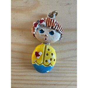 Vintage Painted Doll Necklace Pendant